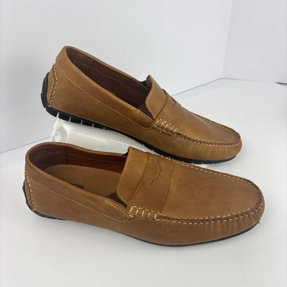 Johnston & Murphy Sheepskin Penny Loafers Tan Leather Driving Shoes 11M 25-3662